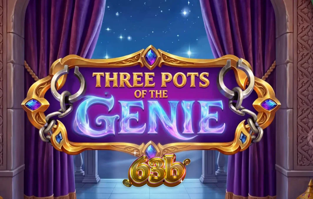 Interface do slot Three Pots of the Genie com potes de gemas e tema árabe
